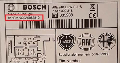 Fiat magnetolos etiketė ir serijos numerio pavyzdys 3